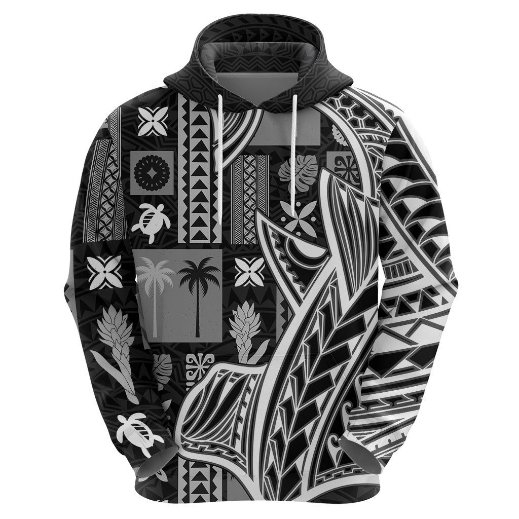 Samoa Tapa Hoodie Siapo Mix Tatau Patterns - Black - Wonder Print Shop