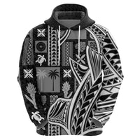 Samoa Tapa Hoodie Siapo Mix Tatau Patterns - Black - Wonder Print Shop