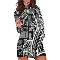 Samoa Tapa Hoodie Dress Siapo Mix Tatau Patterns - Black - Wonder Print Shop