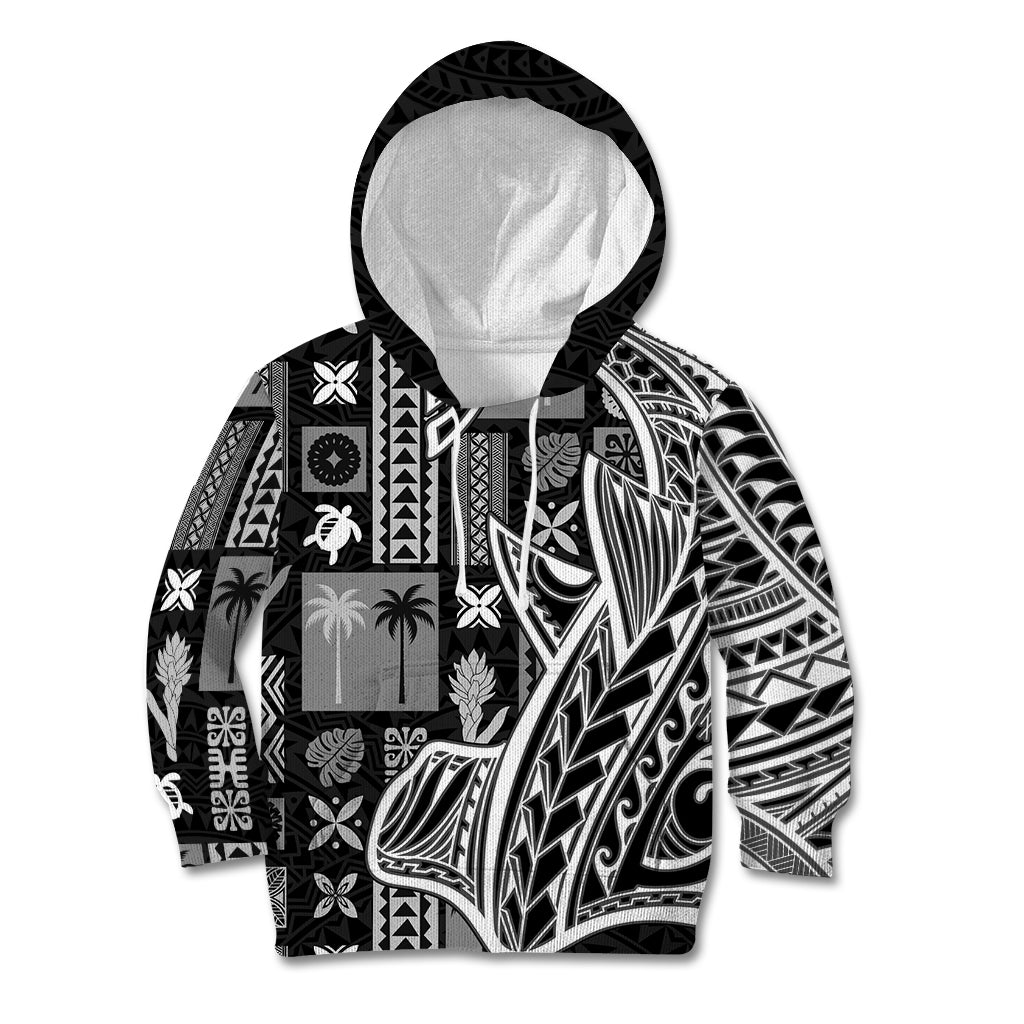 Samoa Tapa Kid Hoodie Siapo Mix Tatau Patterns - Black - Wonder Print Shop