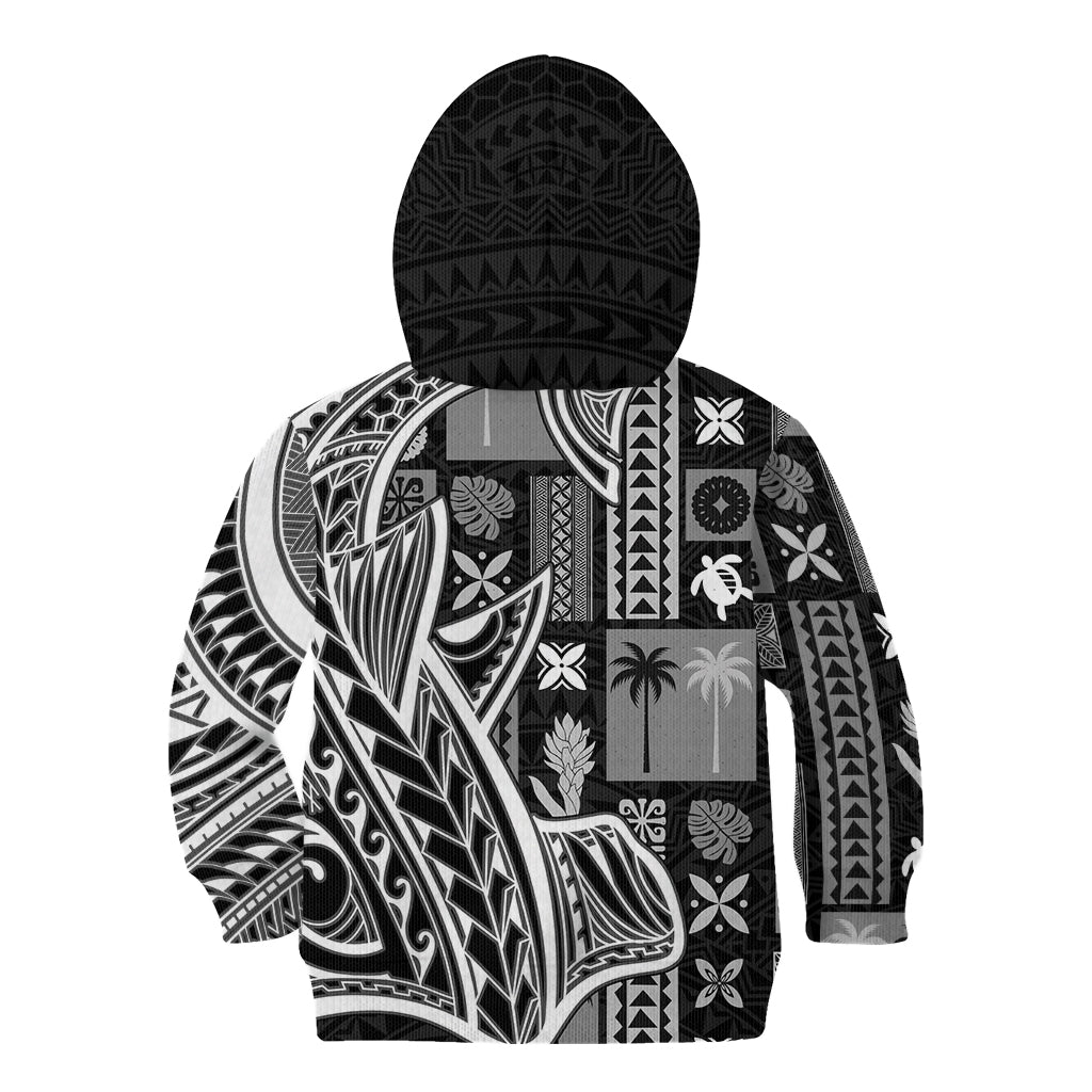 Samoa Tapa Kid Hoodie Siapo Mix Tatau Patterns - Black - Wonder Print Shop