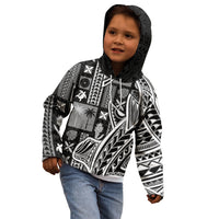 Samoa Tapa Kid Hoodie Siapo Mix Tatau Patterns - Black - Wonder Print Shop