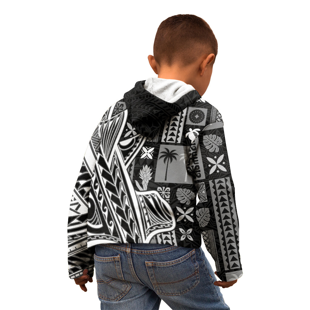 Samoa Tapa Kid Hoodie Siapo Mix Tatau Patterns - Black - Wonder Print Shop