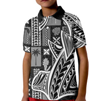 Samoa Tapa Kid Polo Shirt Siapo Mix Tatau Patterns - Black - Wonder Print Shop