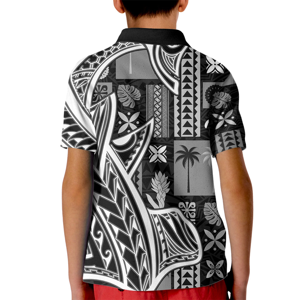 Samoa Tapa Kid Polo Shirt Siapo Mix Tatau Patterns - Black - Wonder Print Shop