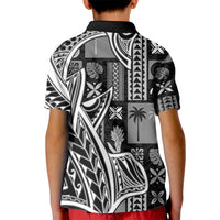 Samoa Tapa Kid Polo Shirt Siapo Mix Tatau Patterns - Black - Wonder Print Shop