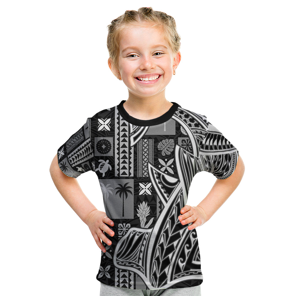 Samoa Tapa Kid T Shirt Siapo Mix Tatau Patterns - Black - Wonder Print Shop