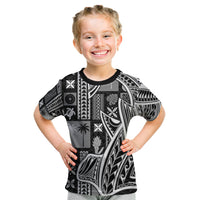 Samoa Tapa Kid T Shirt Siapo Mix Tatau Patterns - Black - Wonder Print Shop