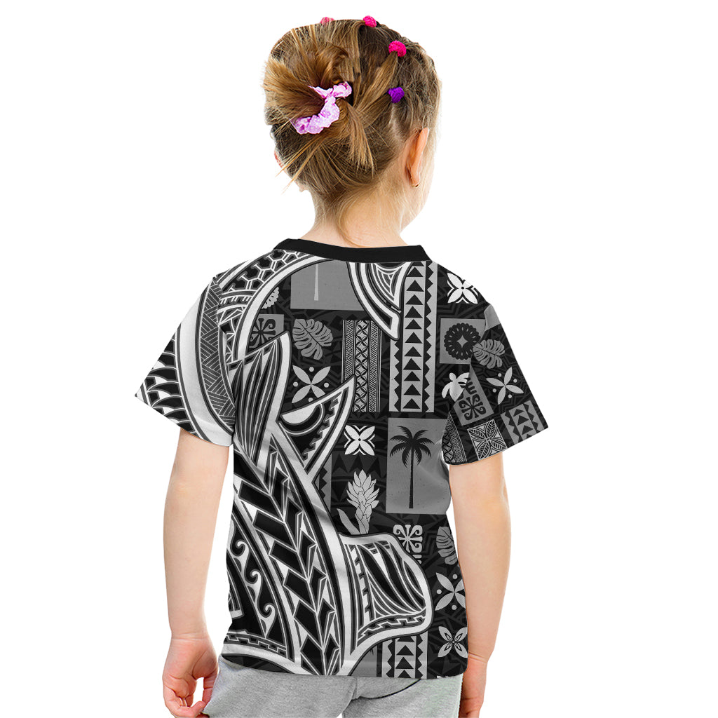 Samoa Tapa Kid T Shirt Siapo Mix Tatau Patterns - Black - Wonder Print Shop