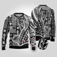 Samoa Tapa Ugly Christmas Sweater Siapo Mix Tatau Patterns - Black - Wonder Print Shop