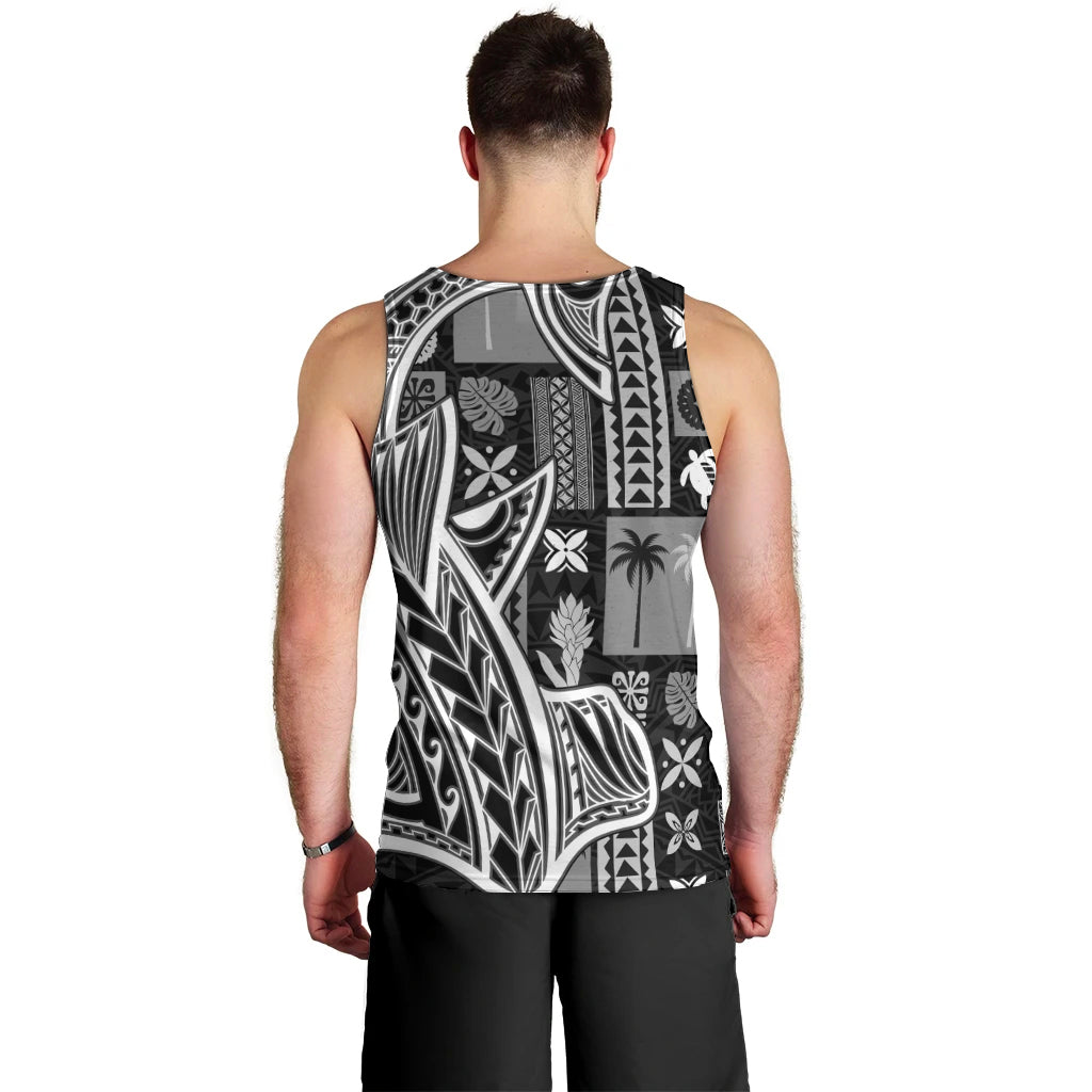 Samoa Tapa Men Tank Top Siapo Mix Tatau Patterns - Black - Wonder Print Shop