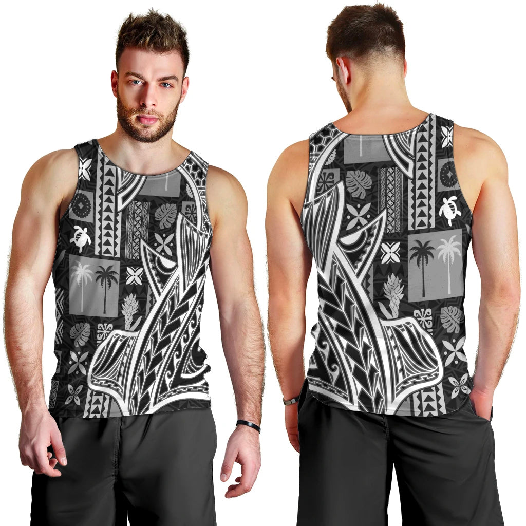 Samoa Tapa Men Tank Top Siapo Mix Tatau Patterns - Black - Wonder Print Shop