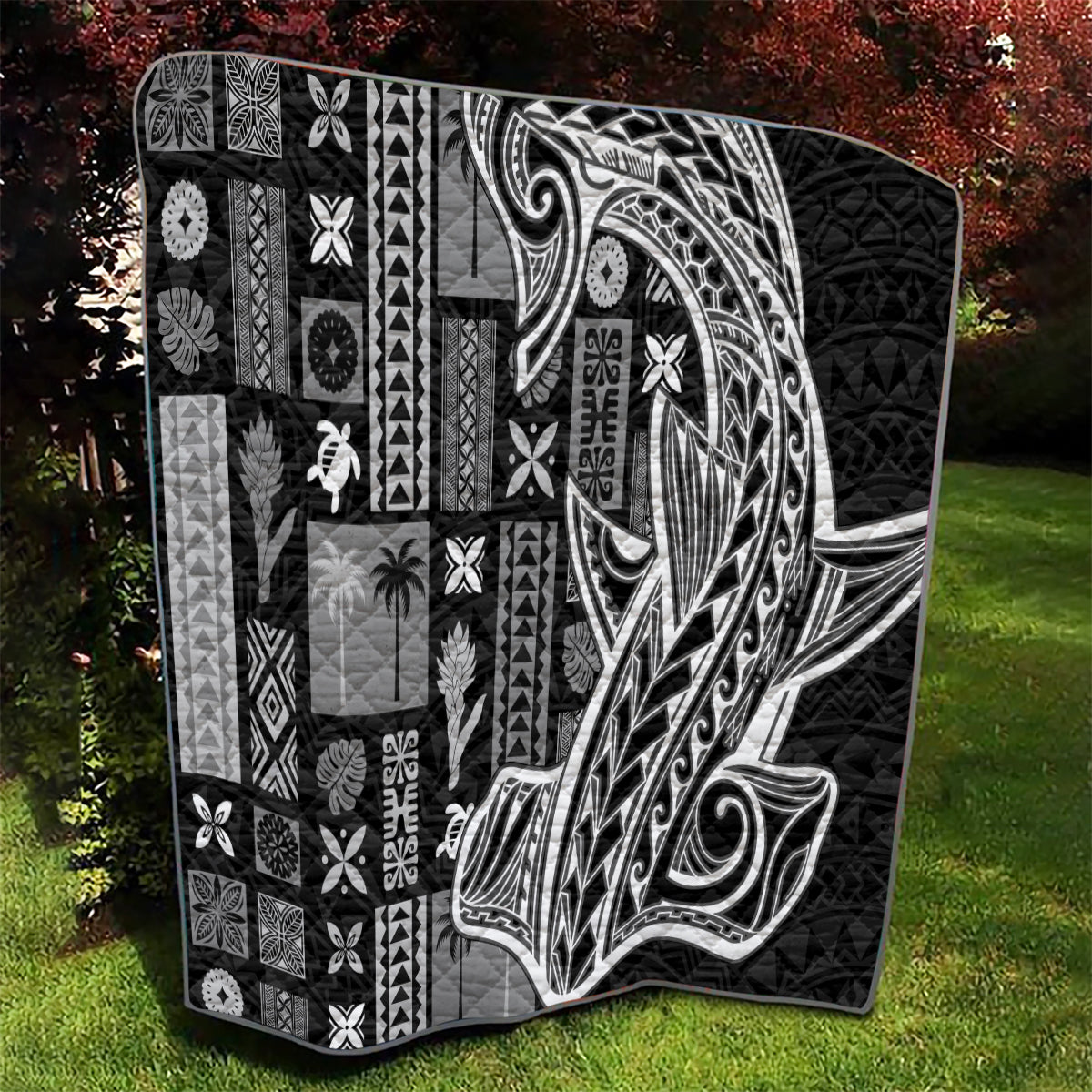Samoa Tapa Quilt Siapo Mix Tatau Patterns - Black - Wonder Print Shop