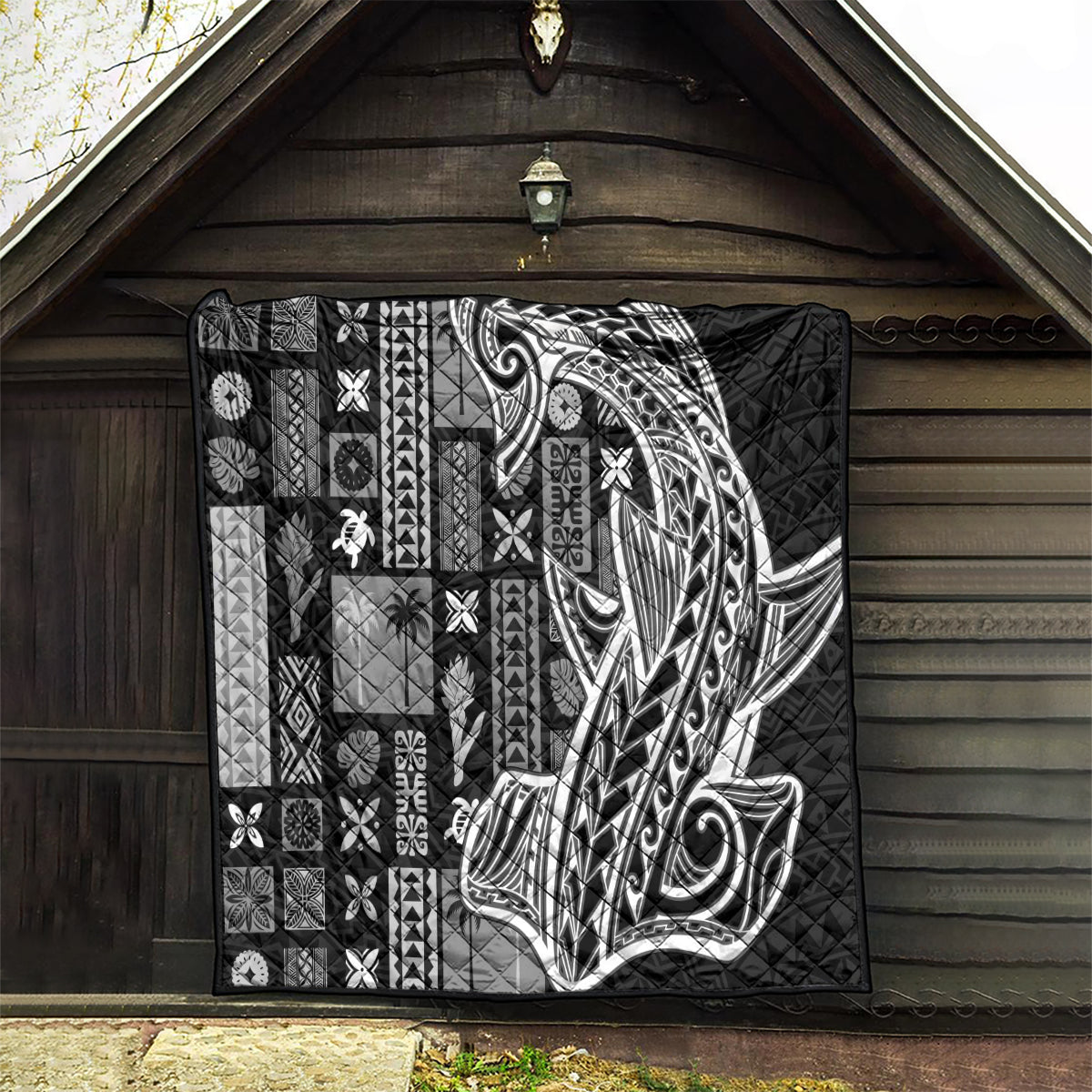 Samoa Tapa Quilt Siapo Mix Tatau Patterns - Black - Wonder Print Shop