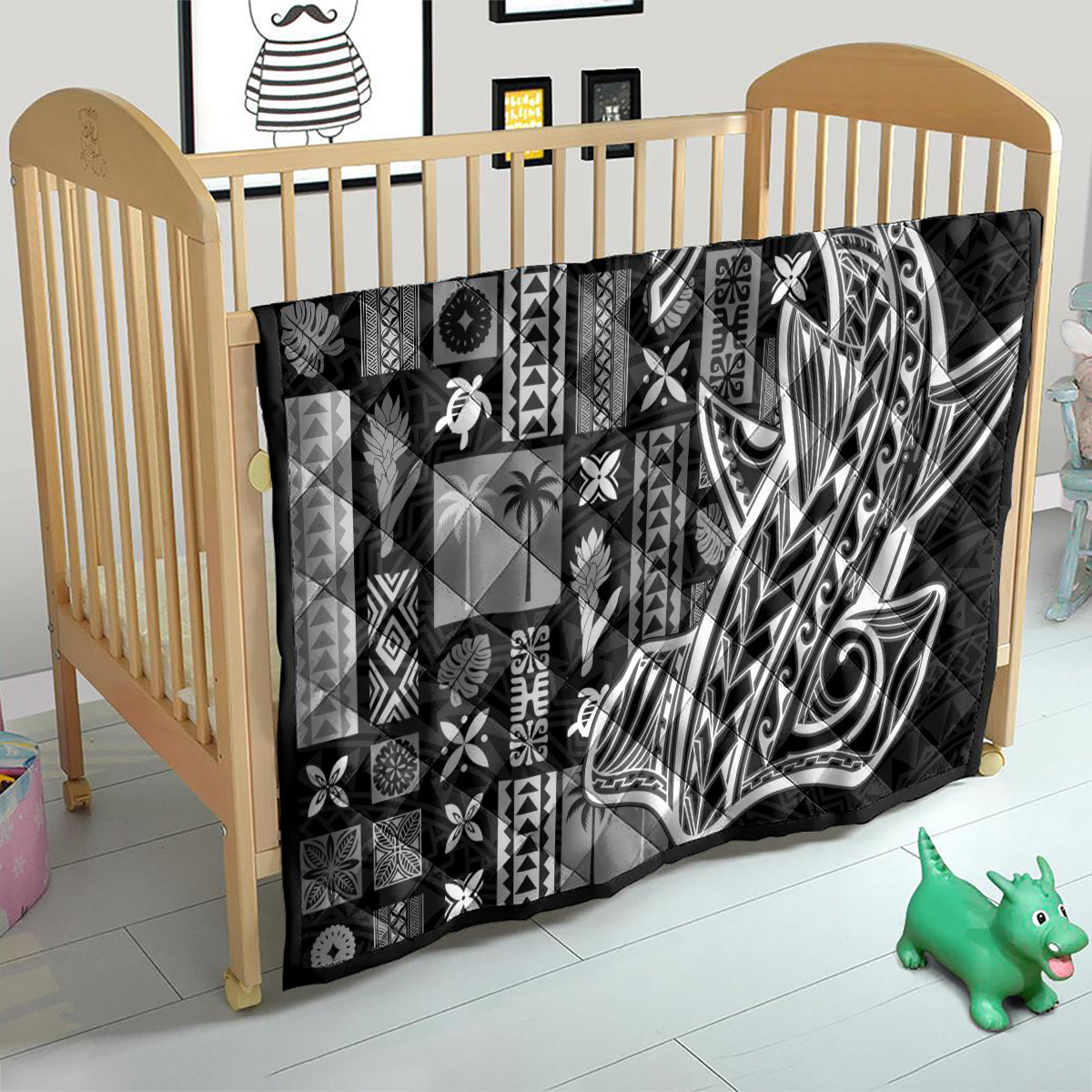 Samoa Tapa Quilt Siapo Mix Tatau Patterns - Black - Wonder Print Shop