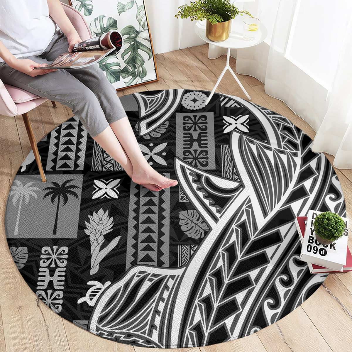samoa-tapa-round-carpet-siapo-mix-tatau-patterns-black