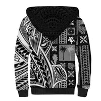 Samoa Tapa Sherpa Hoodie Siapo Mix Tatau Patterns - Black - Wonder Print Shop