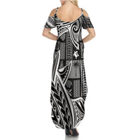 Samoa Tapa Summer Maxi Dress Siapo Mix Tatau Patterns - Black - Wonder Print Shop