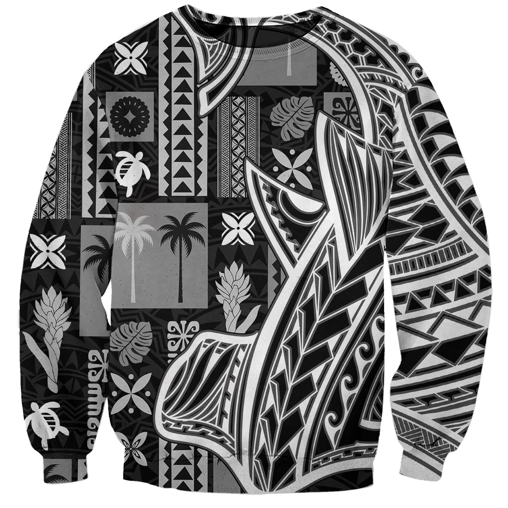 Samoa Tapa Sweatshirt Siapo Mix Tatau Patterns - Black - Wonder Print Shop