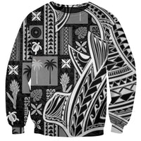 Samoa Tapa Sweatshirt Siapo Mix Tatau Patterns - Black - Wonder Print Shop