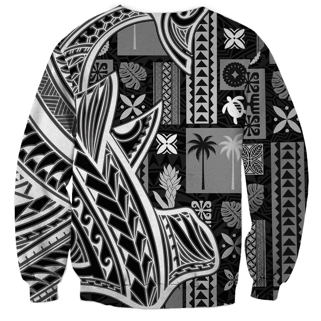 Samoa Tapa Sweatshirt Siapo Mix Tatau Patterns - Black - Wonder Print Shop