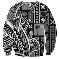 Samoa Tapa Sweatshirt Siapo Mix Tatau Patterns - Black - Wonder Print Shop