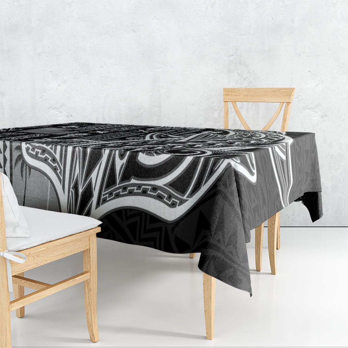 Samoa Tapa Tablecloth Siapo Mix Tatau Patterns - Black - Wonder Print Shop