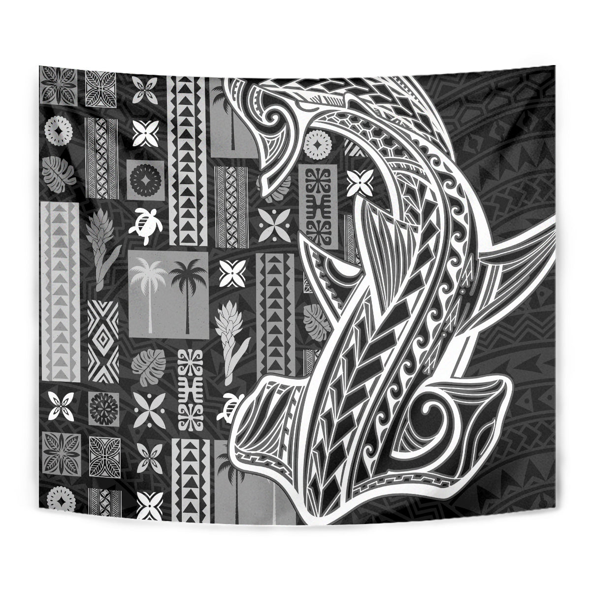 Samoa Tapa Tapestry Siapo Mix Tatau Patterns - Black - Wonder Print Shop