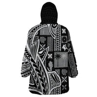 Samoa Tapa Wearable Blanket Hoodie Siapo Mix Tatau Patterns - Black - Wonder Print Shop