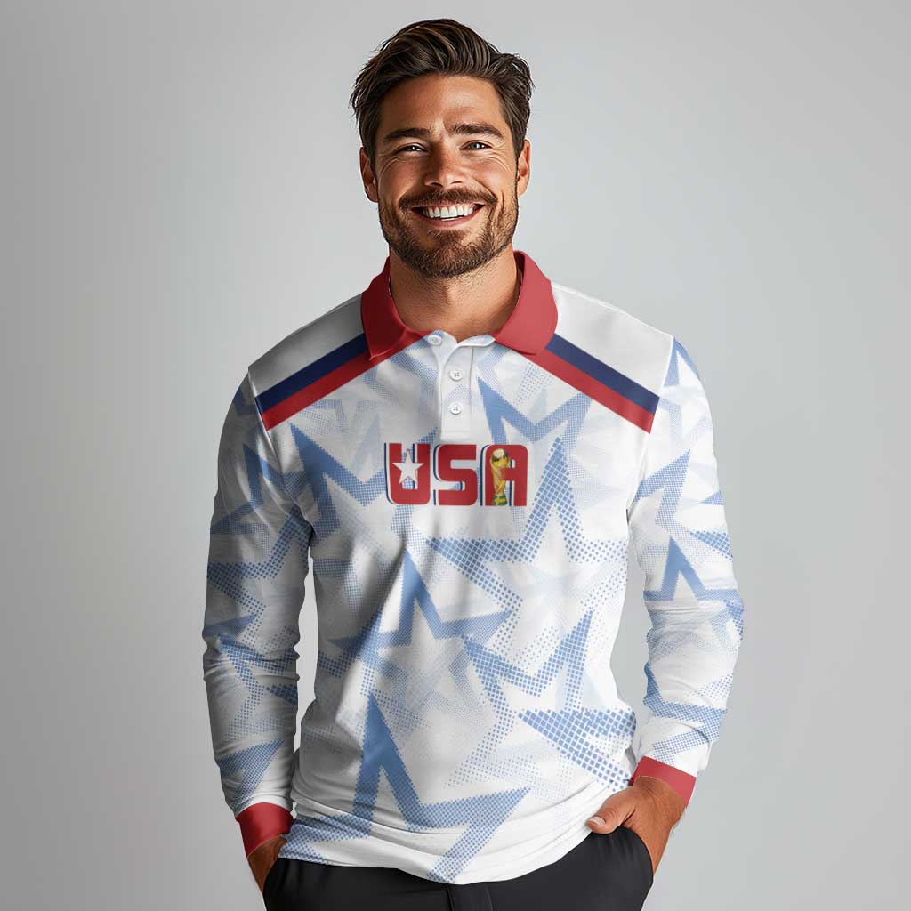 WC2026 USA Soccer Custom Long Sleeve Polo Shirt Rising Stars - Wonder Print Shop