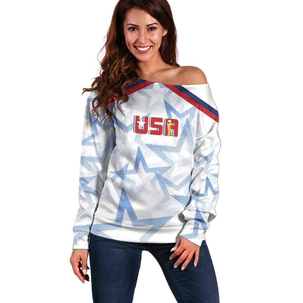 WC2026 USA Soccer Custom Off Shoulder Sweater Rising Stars - Wonder Print Shop
