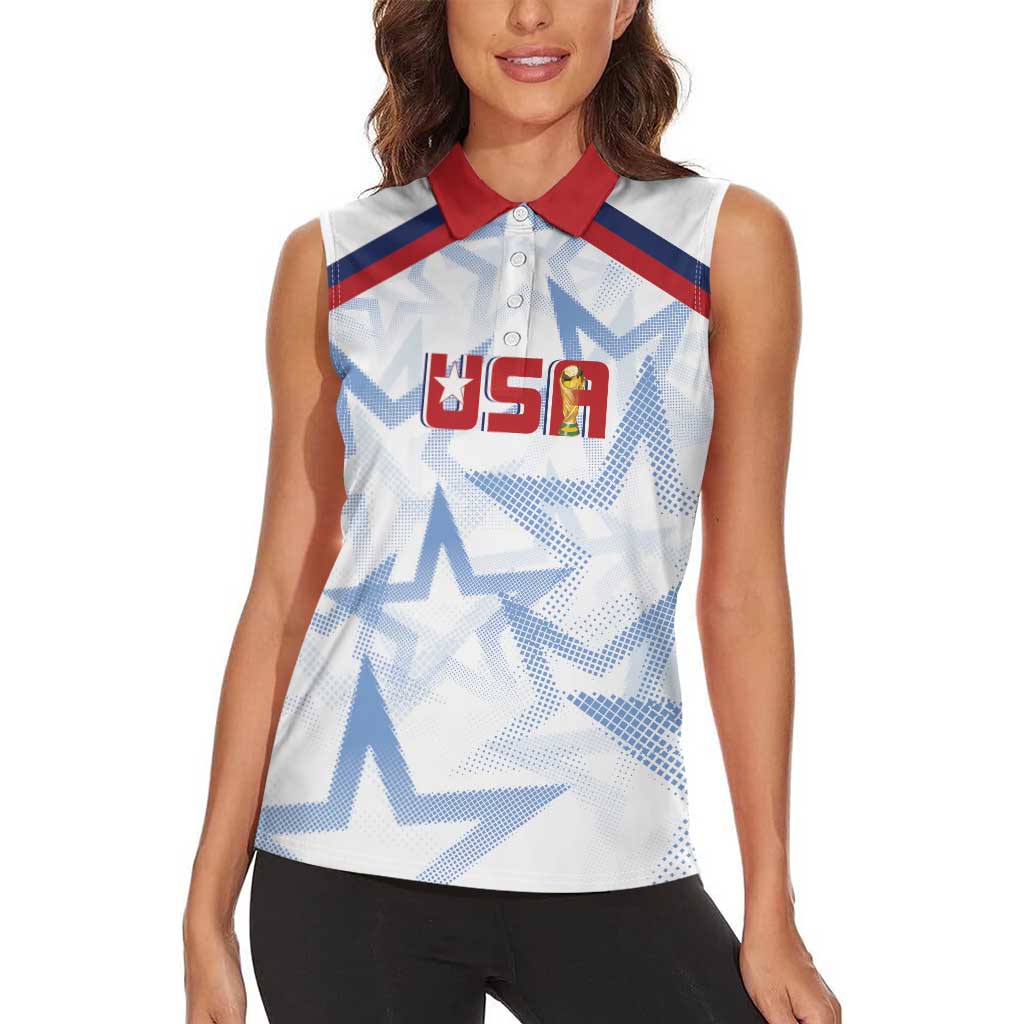 WC2026 USA Soccer Custom Women Sleeveless Polo Shirt Rising Stars - Wonder Print Shop