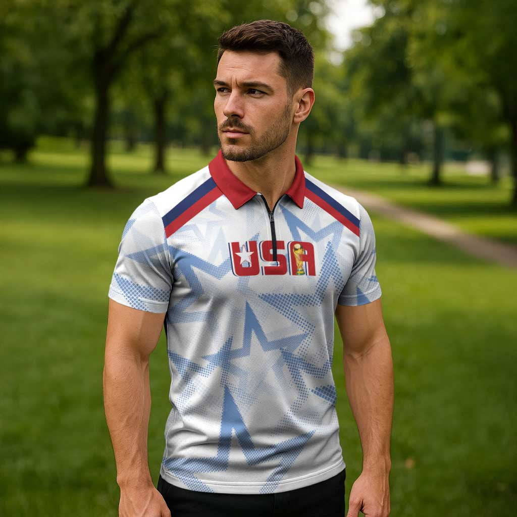 WC2026 USA Soccer Custom Zipper Polo Shirt Rising Stars - Wonder Print Shop