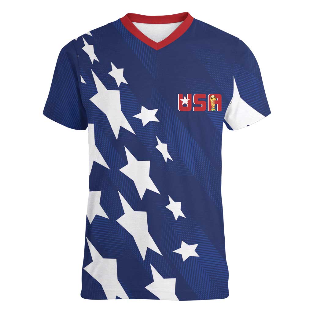 USA Soccer Custom Vintage 1994 Inspired Women V-Neck T-Shirt - Wonder Print Shop
