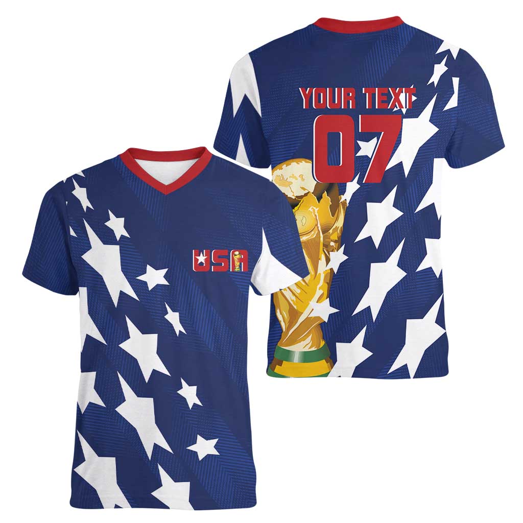 USA Soccer Custom Vintage 1994 Inspired Women V-Neck T-Shirt - Wonder Print Shop