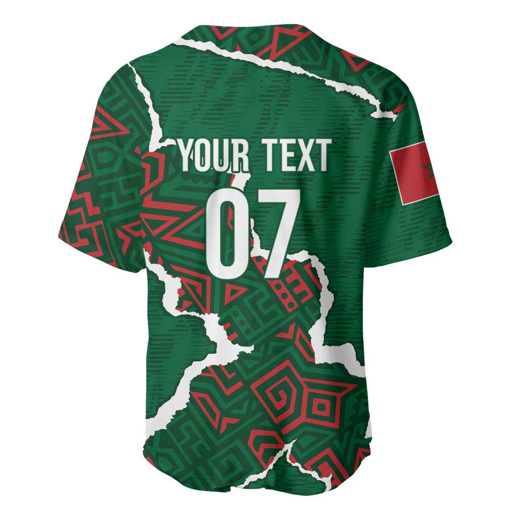 Morocco Football Custom Baseball Jersey Grunge Motifs