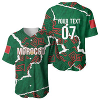Morocco Football Custom Baseball Jersey Grunge Motifs