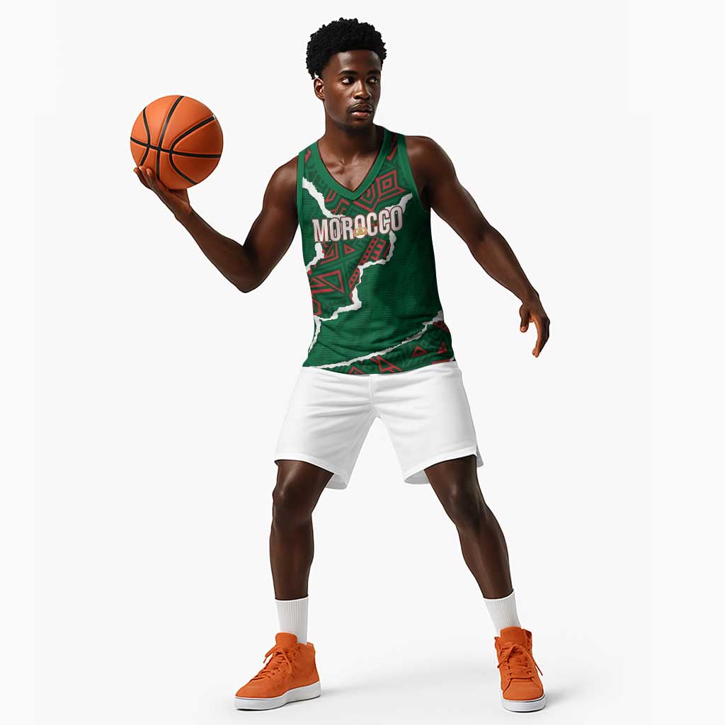 Morocco Football Custom Basketball Jersey Grunge Motifs