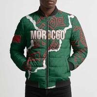 Morocco Football Custom Bomber Puffer Jacket Grunge Motifs