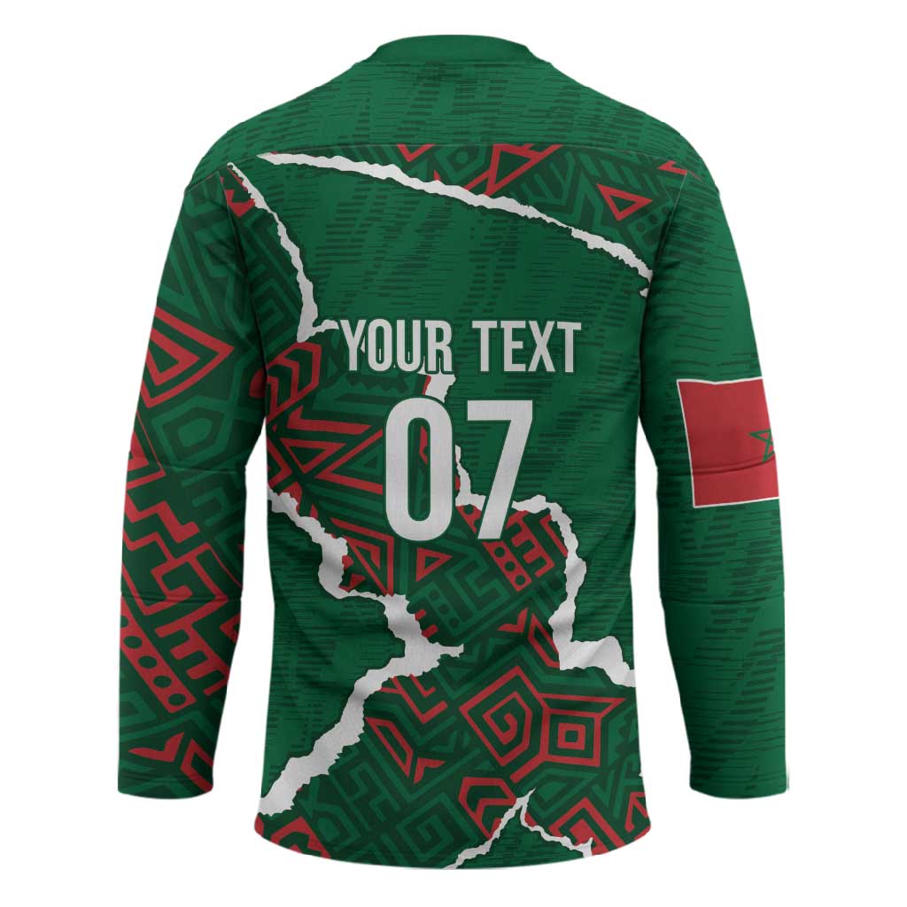 Morocco Football Custom Hockey Jersey Grunge Motifs