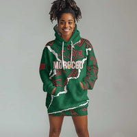 Morocco Football Custom Hoodie Dress Grunge Motifs