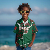 Morocco Football Custom Kid Hawaiian Shirt Grunge Motifs