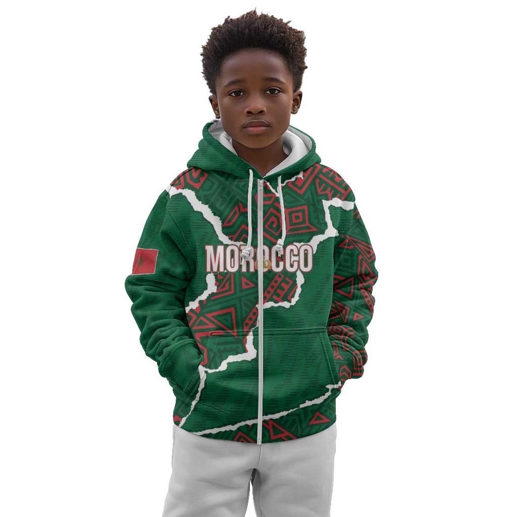 Morocco Football Custom Kid Hoodie Grunge Motifs