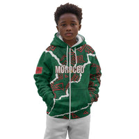 Morocco Football Custom Kid Hoodie Grunge Motifs