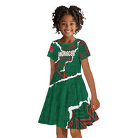 Morocco Football Custom Kid Short Sleeve Dress Grunge Motifs