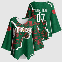 Morocco Football Custom Kimono Sleeve Blouse Grunge Motifs