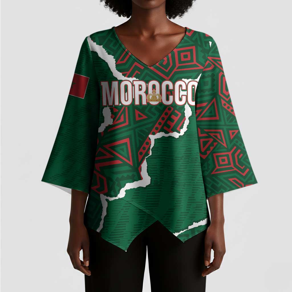 Morocco Football Custom Kimono Sleeve Blouse Grunge Motifs