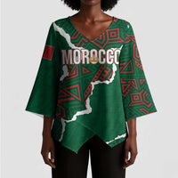 Morocco Football Custom Kimono Sleeve Blouse Grunge Motifs