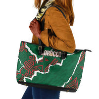 Morocco Football Leather Tote Bag Grunge Motifs