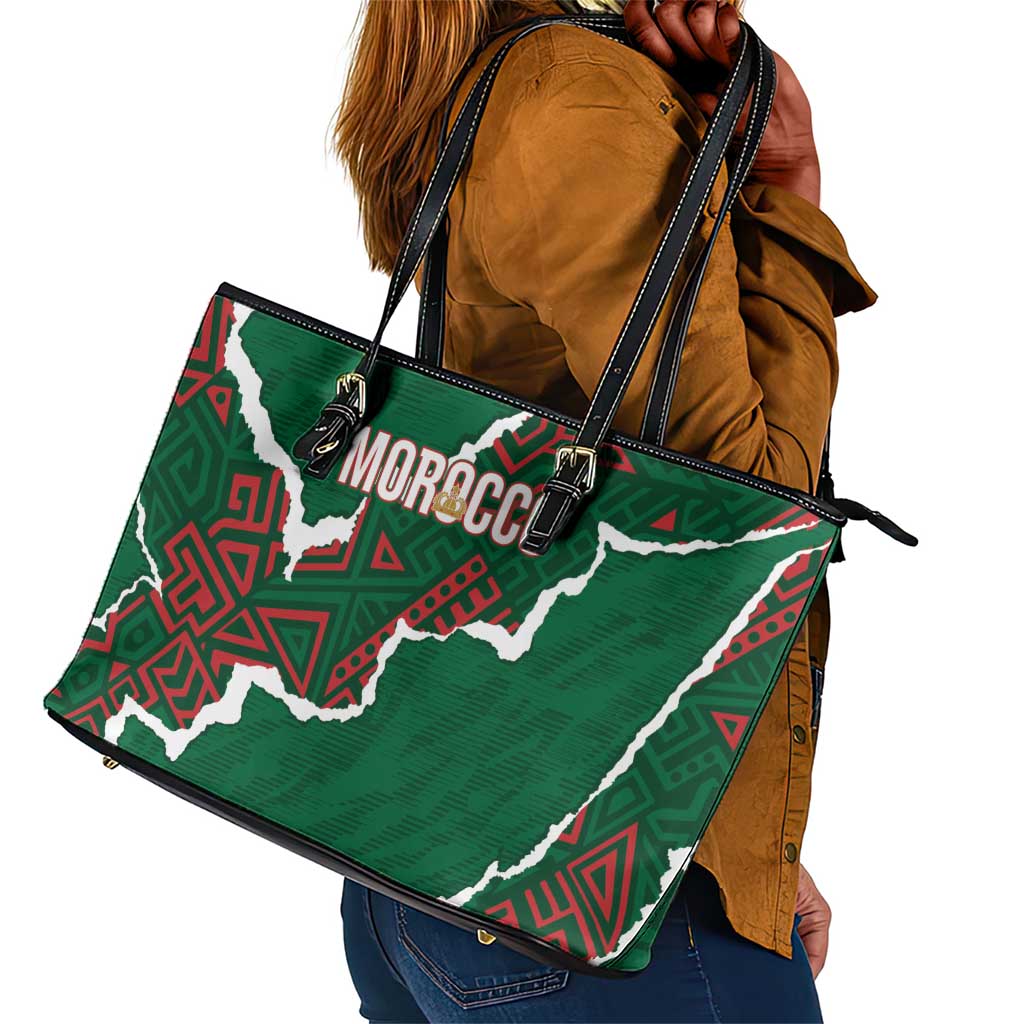 Morocco Football Leather Tote Bag Grunge Motifs